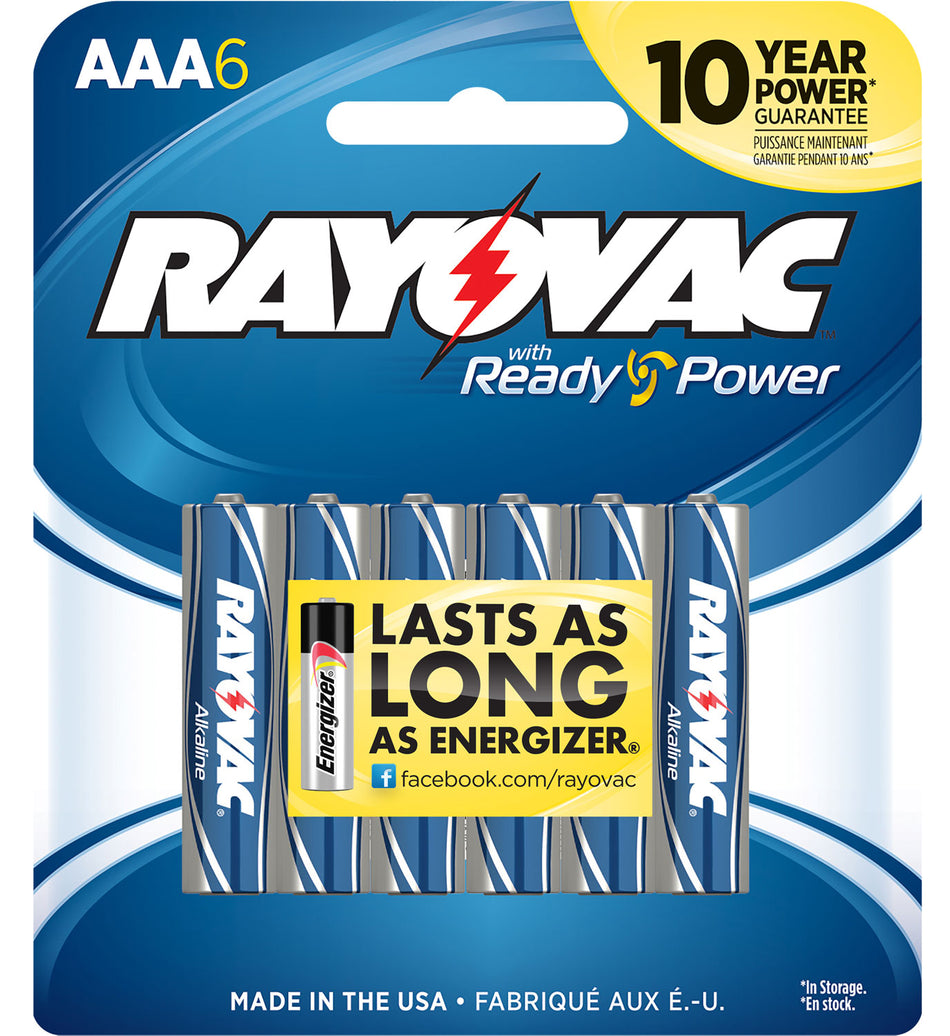 Rayovac 8246T AAA High Energy Alkaline Battery Pack 1.5 Volts 6 Count
