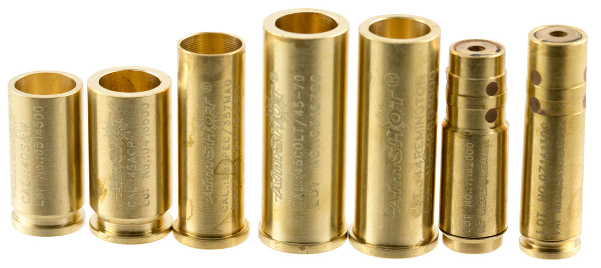 AimShot KTPISTOL Universal Pistol Laser Bore Sight Kit Brass 30 Carbine 9mm