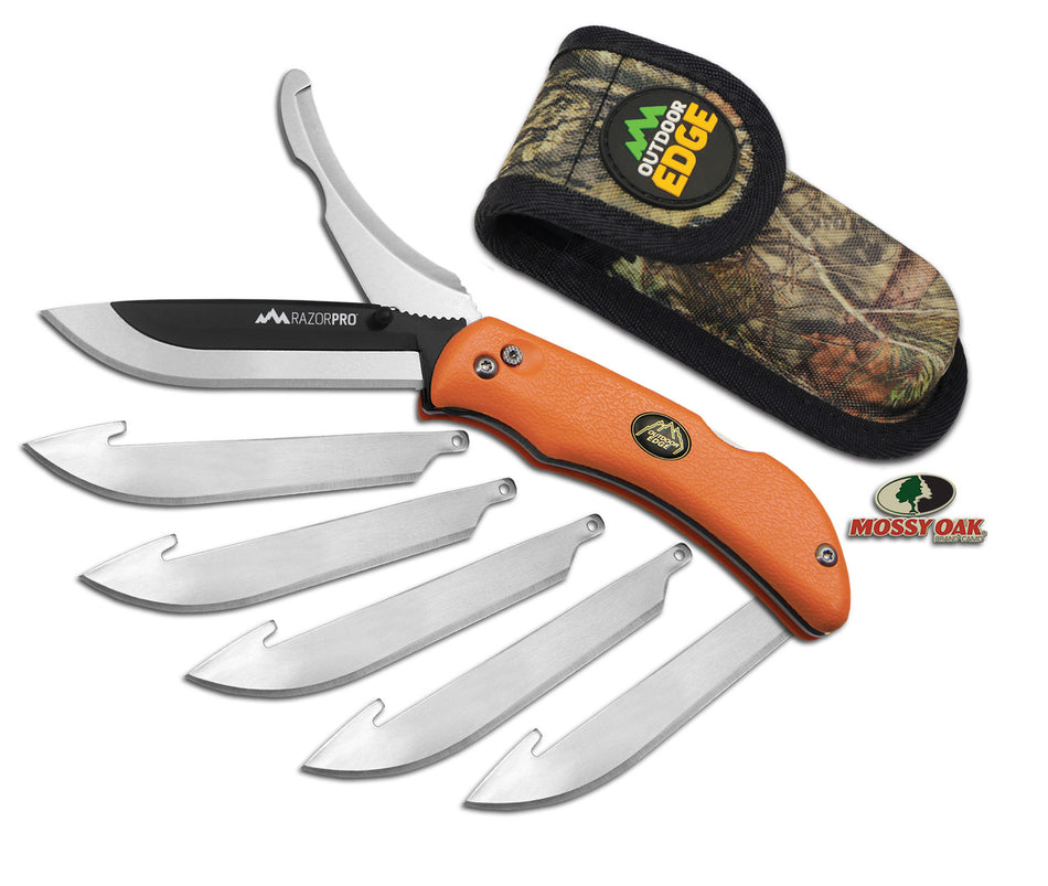 Outdoor Edge RazorPro Folding Knife 3.50" Plain/Saw 420J2 SS Blade Blaze Orange FRN Handle