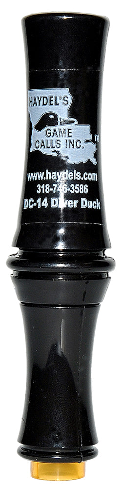 Haydel's DC14 Diver Duck Call - Dedicated Diver Hunter Open Call with Removable Plug, Black Acrylic