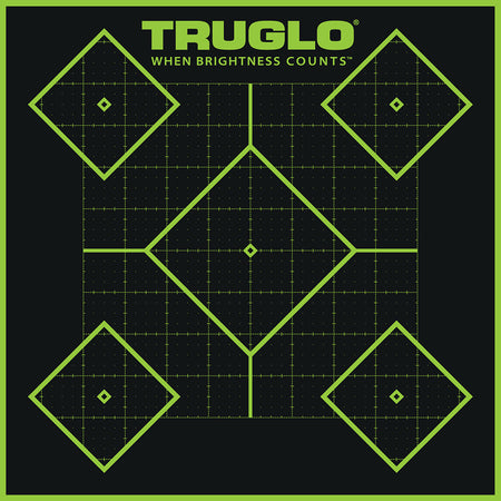 TruGlo TG14A6 Tru-See 5-Diamond Fluorescent Green Self-Adhesive Paper Targets 12x12" 6-Pack