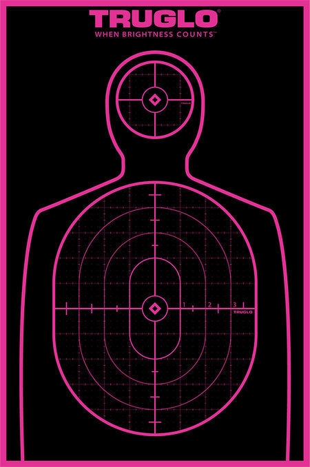 TruGlo Tru-See Handgun Target Self-Adhesive Heavy Paper Pink Halo 12"x18" Silhouette 6 Pack