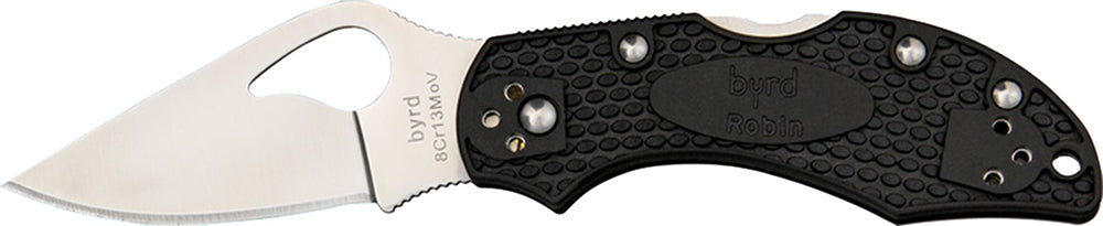 Spyderco Byrd Robin 2 Lightweight BY10PBK2 2.43" Folding Knife Plain 8Cr13MoV Blade Black Bi-Directional Texturing FRN Handle