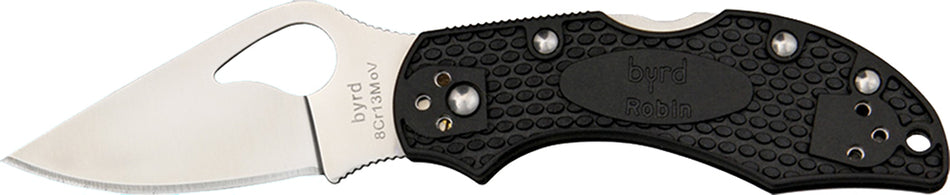 Spyderco Byrd Robin 2 Lightweight BY10PBK2 2.43" Folding Knife Plain 8Cr13MoV Blade Black Bi-Directional Texturing FRN Handle