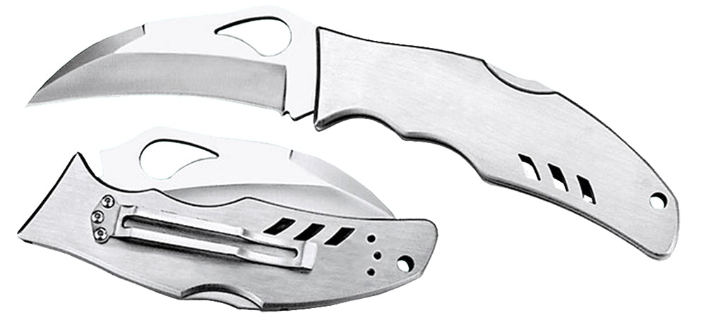 Spyderco Byrd Crossbill BY07P 3.50" Folding Knife Plain Hawkbill 8Cr13MoV Blade Stainless Steel Handle
