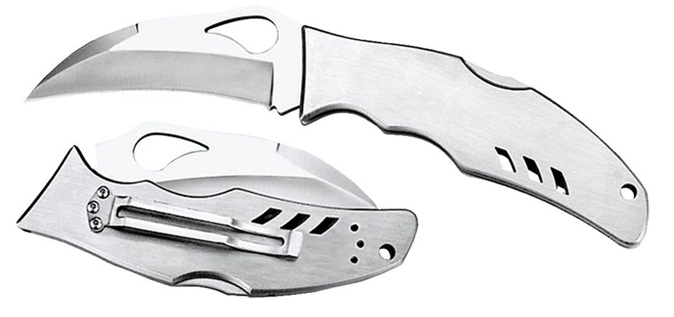 Spyderco Byrd Crossbill BY07P 3.50" Folding Knife Plain Hawkbill 8Cr13MoV Blade Stainless Steel Handle