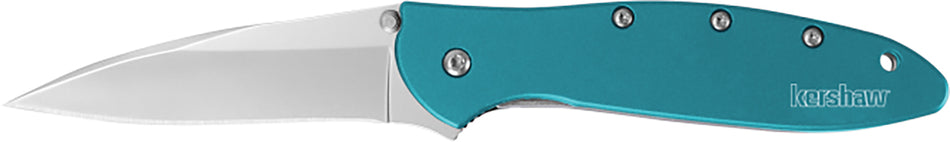 Kershaw Leek 1660TEAL 3" Folding Drop Point Plain 14C28N Bead Blasted Blade Teal Anodized Handle & Pocket Clip