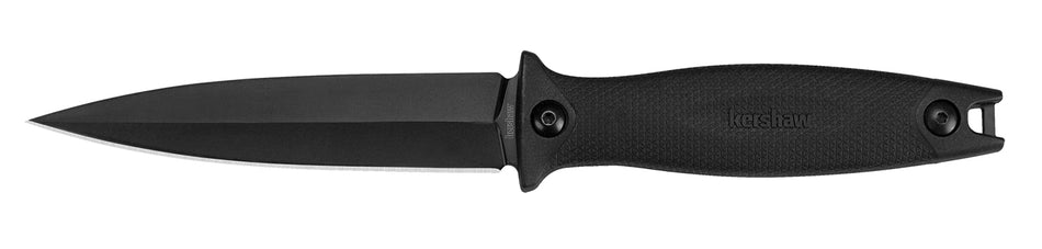 Kershaw Secret Agent 4007 4.40" Fixed Blade Spear Point Plain Black Oxide 8Cr13MoV Blade GFN Handle Includes Dual-Carry Sheath