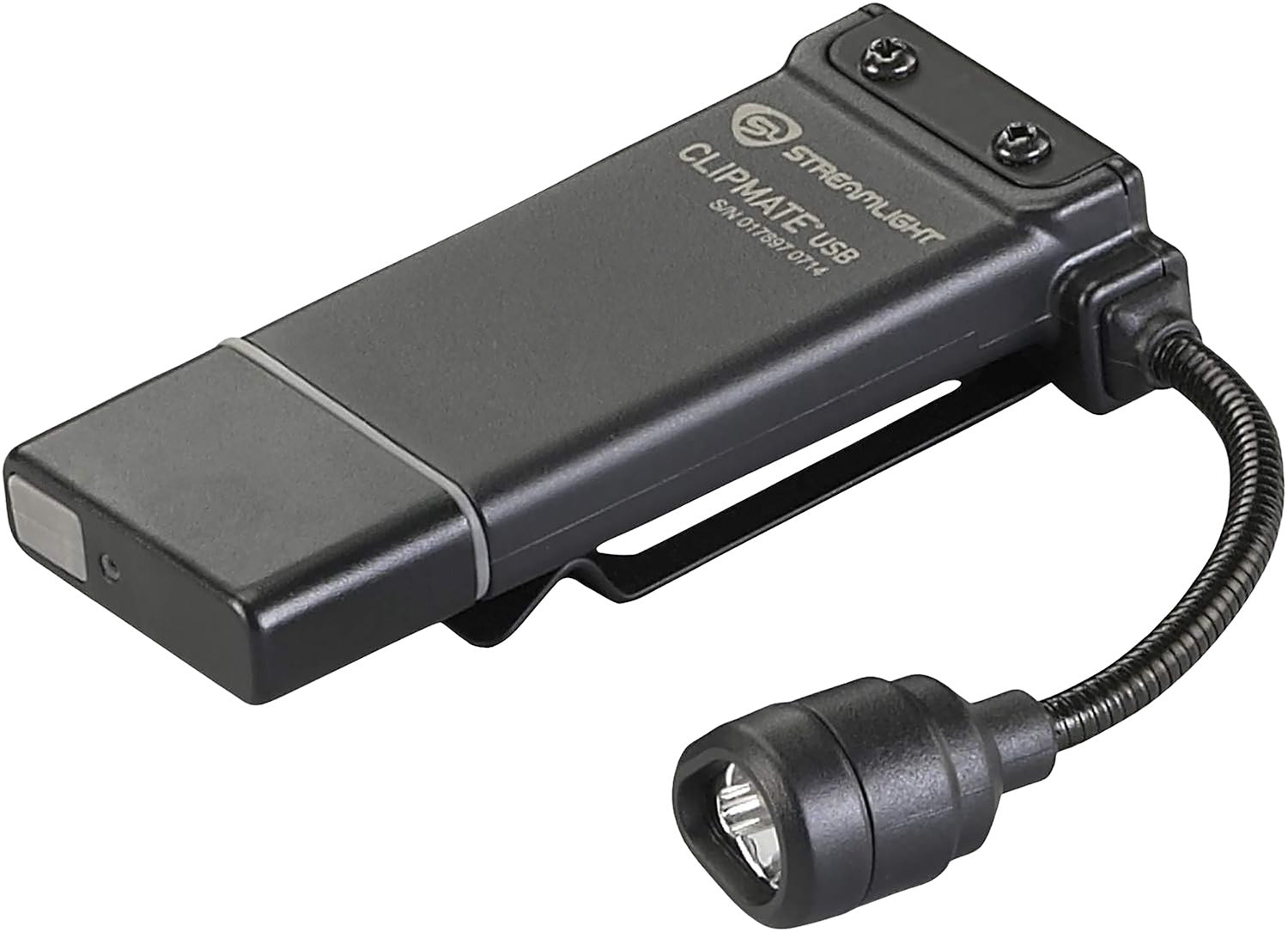 Streamlight ClipMate USB 61126 Flexible Neck Clip Light Black 0.2-70 Lumens White/Red