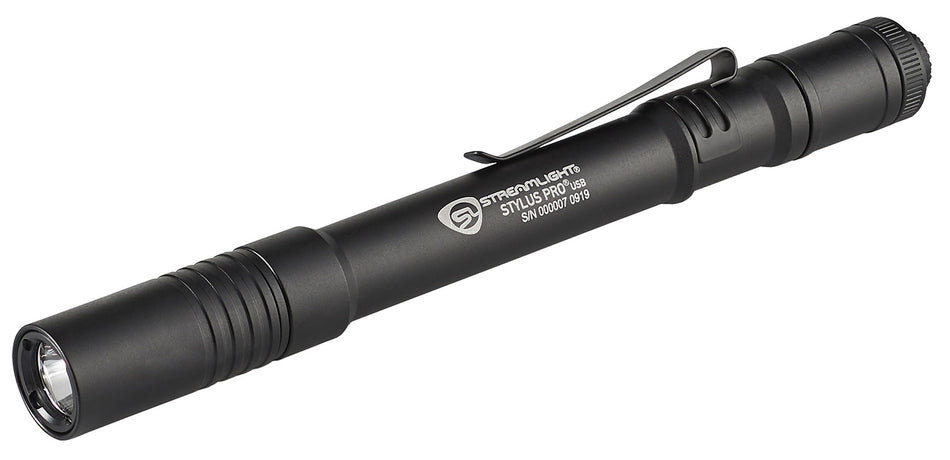 Streamlight Stylus Pro USB 66133 Pen Flashlight 350 Lumens Black Anodized White LED