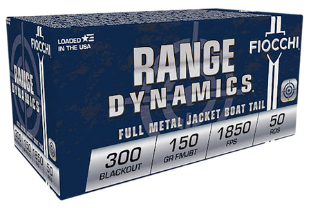 Fiocchi .300 AAC Blackout 300BLKC Range Dynamics Full Metal Jacket Boat Tail FMJBT 150 Grain