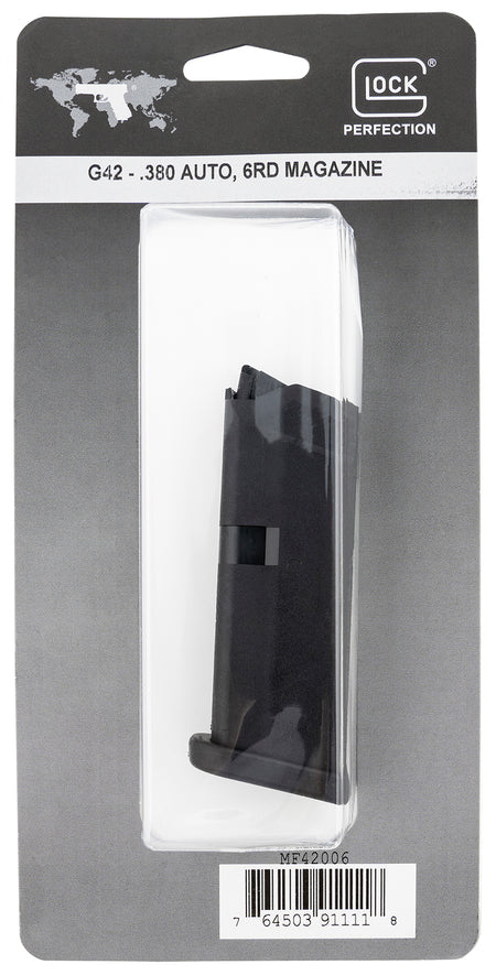 Glock G42 .380 ACP 6rd Black Polymer Handgun Magazine