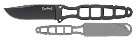 Ka-Bar Skeleton 1118BP Fixed Blade 2.50" Clip Point Black 5Cr15MoV SS Skeletonized Handle Neck Knife Hard Plastic Sheath