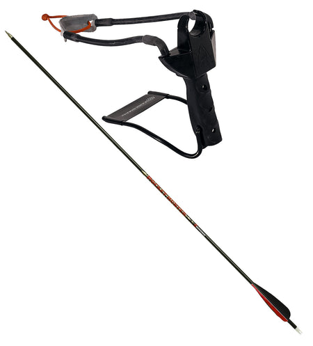 Marksman 3075 Pocket Hunter Slingshot Black Steel Frame Molded Handle Includes Carbon Arrow