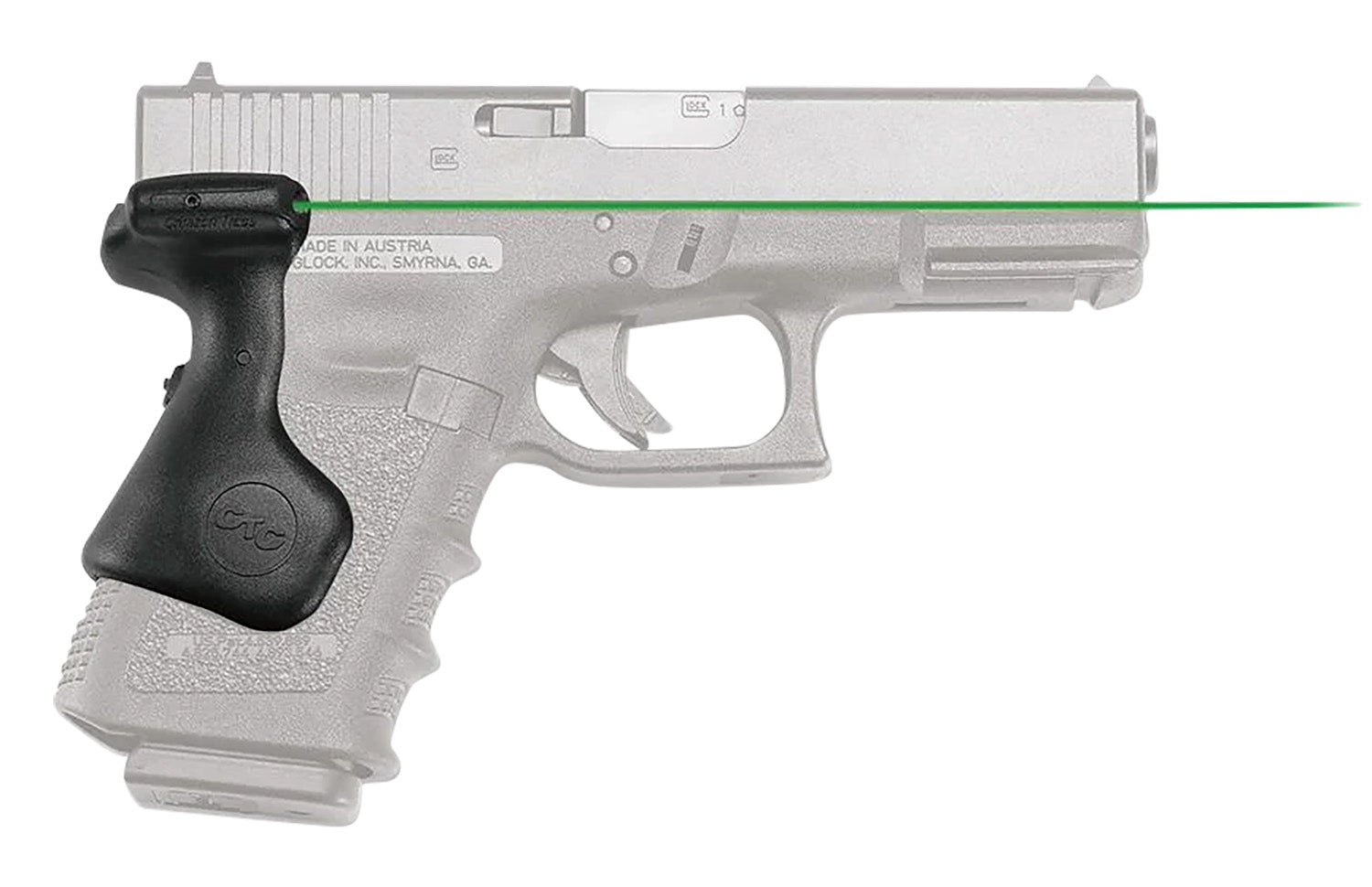 Crimson Trace Lasergrips Glock Compact 19/23/32 Gen3/4/5 Green Laser Sight, Instinctive Activation, Black Polymer