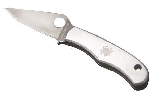 Spyderco Bug C133P 1.27" Folding Knife Drop Point Plain Edge 3Cr13MoV SS Blade Engraved SS Handle