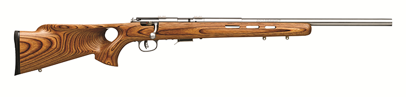 Savage Arms 96200 93R17 BTVSS 17 HMR Rifle, 21" Satin Heavy Button Rifled Barrel, Natural Brown Thumbhole Laminate Stock, Right Hand