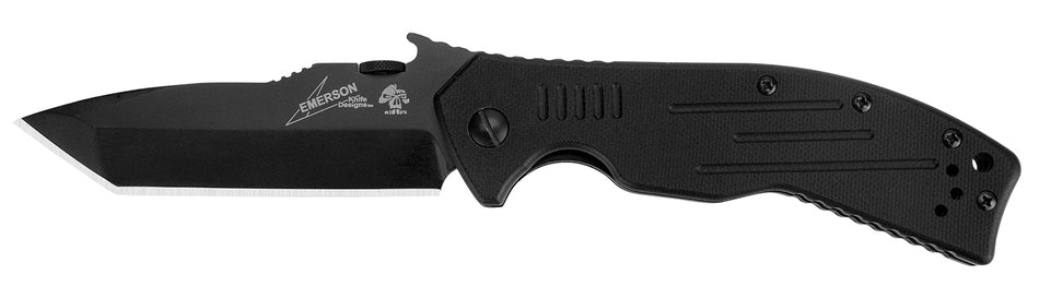 Kershaw 6044TBLK CQC 8K 3.50" Folding Tanto Plain Black Oxide 8Cr14MoV Blade G10 Handle & Emerson Wave Feature