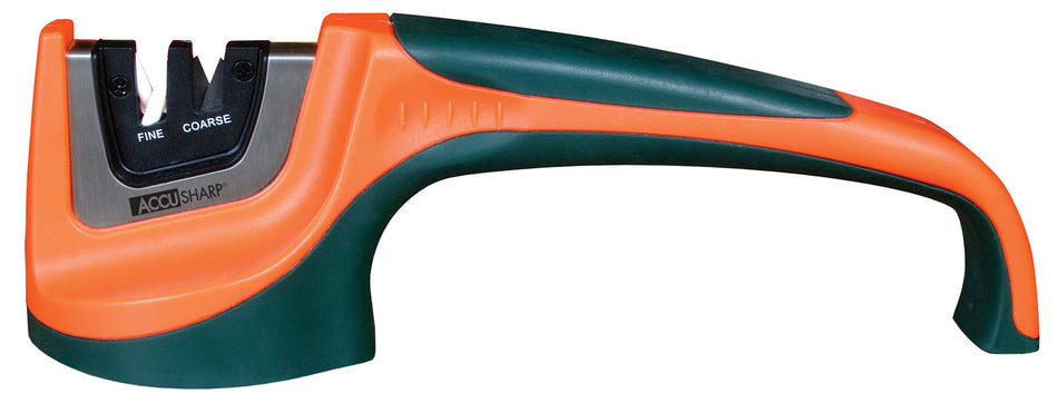 AccuSharp 039C Commercial Grade Pull-Through Knife Sharpener with Rubber Grip, Black/Orange
