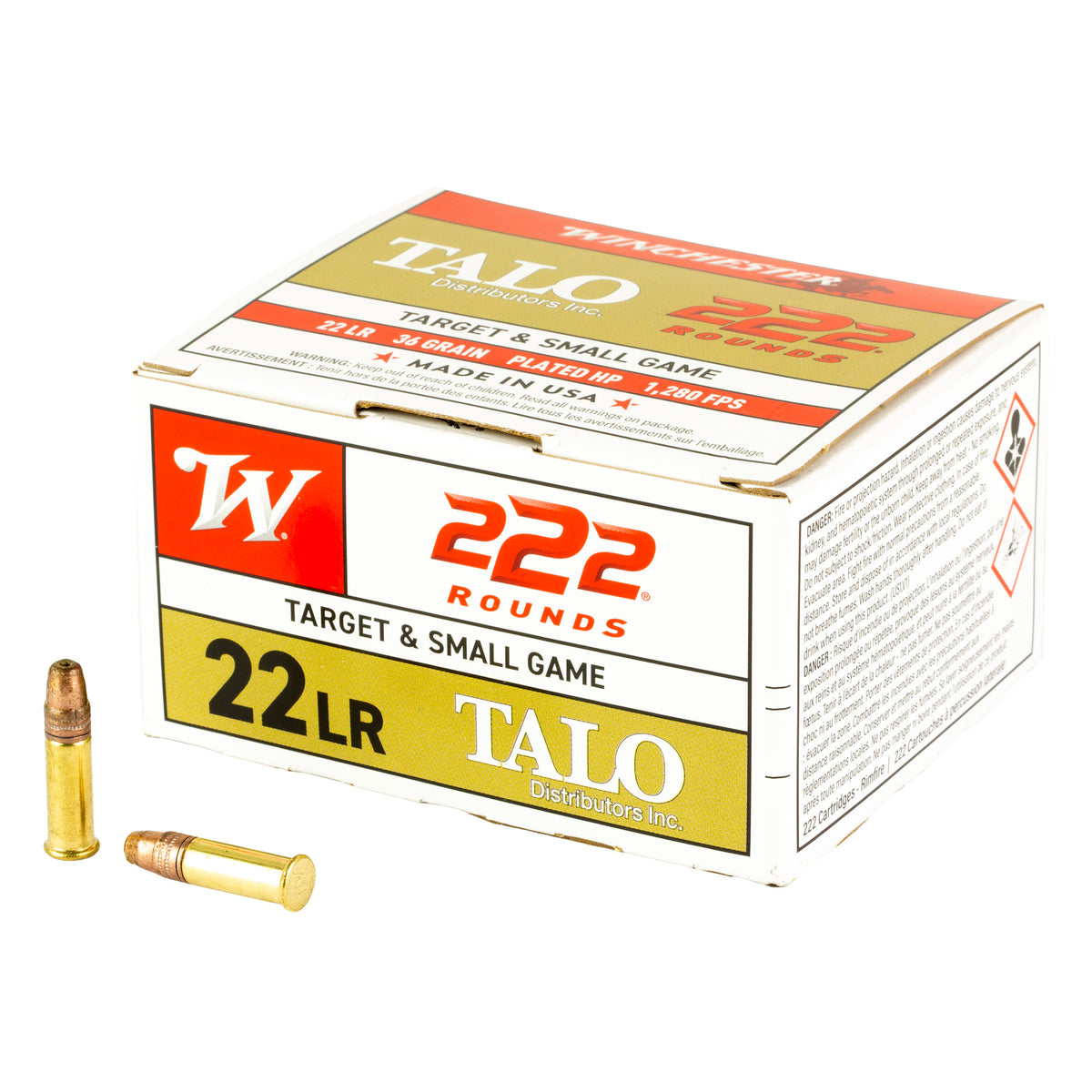 Winchester .22 Long Rifle Rimefire Ammo TALO Copper Plated Hollow Point JHP 36 grain 