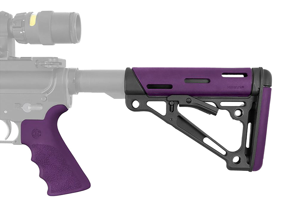 Hogue OverMolded AR-15 M16 M4 2-Piece Kit Purple Collapsible Stock and Beavertail Grip