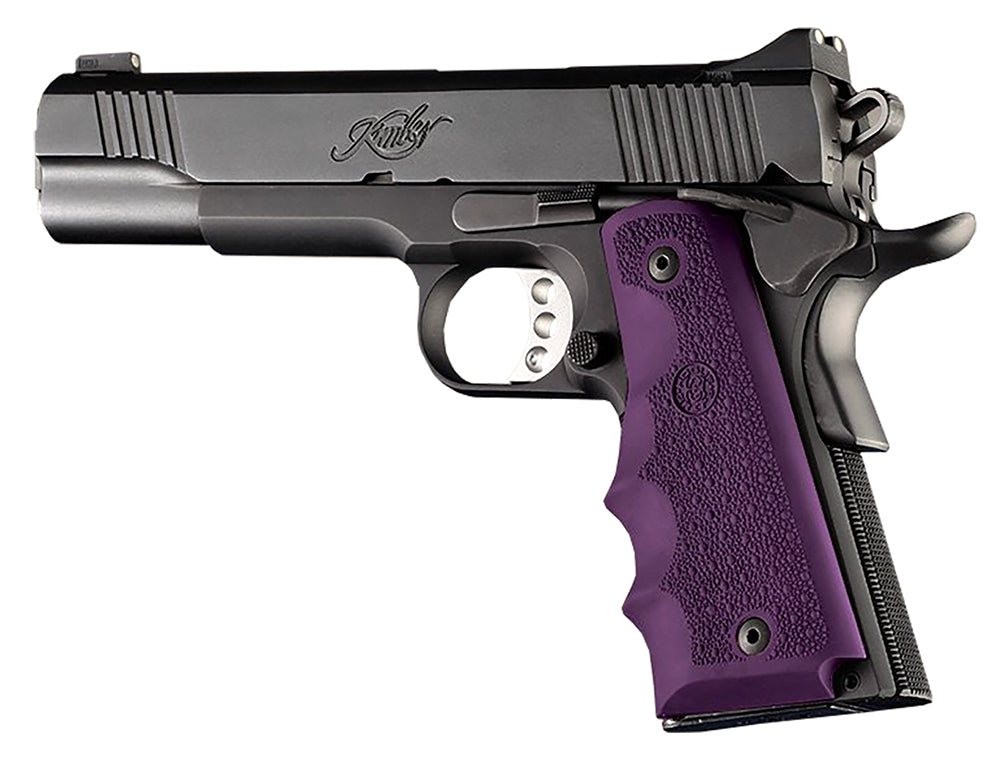 Hogue 45006 1911 Government Purple Rubber OverMolded Grip with Finger Grooves