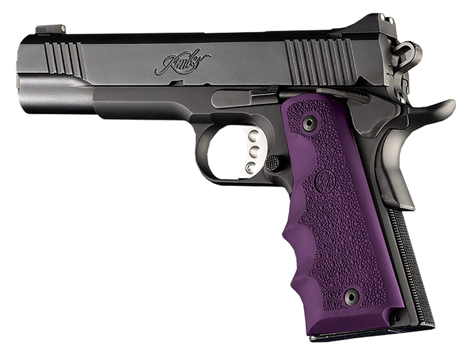 Hogue 45006 1911 Government Purple Rubber OverMolded Grip with Finger Grooves