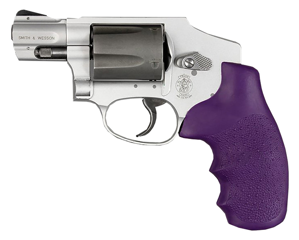 Hogue 60006 S&W J Frame Round Butt Purple Cobblestone Rubber Monogrip with Finger Grooves