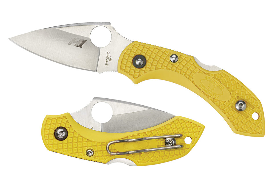Spyderco Dragonfly 2 Salt C28SYL2 2.25" Folding Serrated H1 Steel Blade Yellow Bi-Directional Texture FRN Handle
