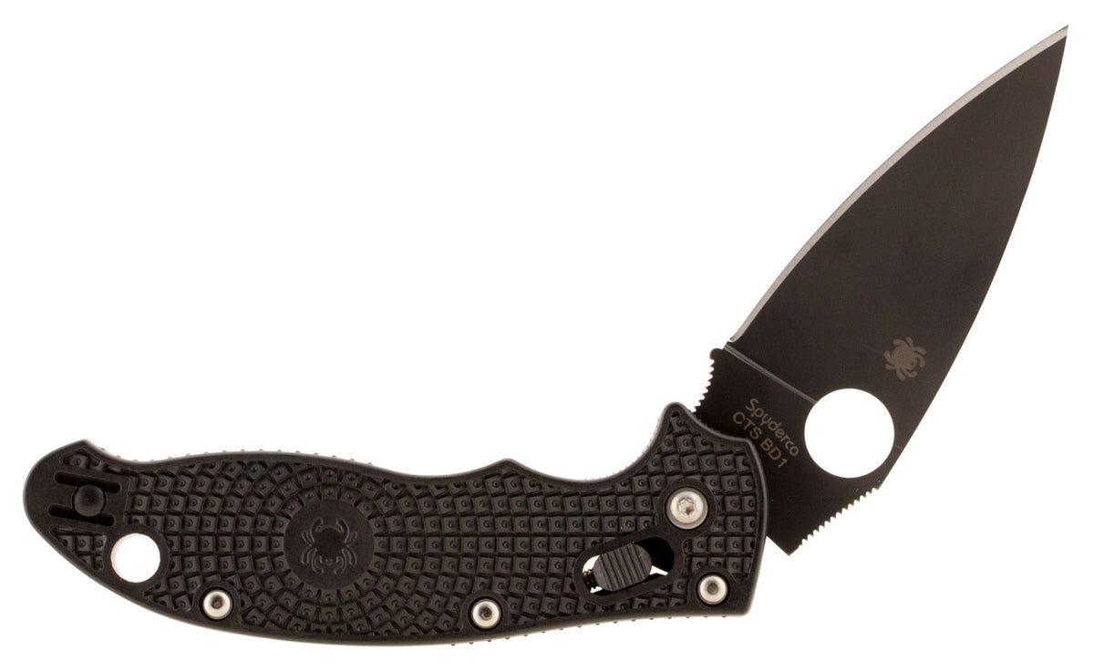 Spyderco Manix 2 Lightweight C101PBBK2 3.37" Folding Knife Plain Drop Point DLC Coated BD1 Blade Black FRCP Handle