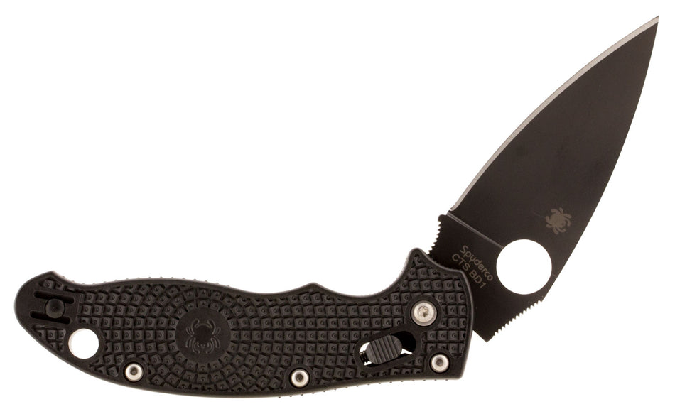 Spyderco Manix 2 Lightweight C101PBBK2 3.37" Folding Knife Plain Drop Point DLC Coated BD1 Blade Black FRCP Handle