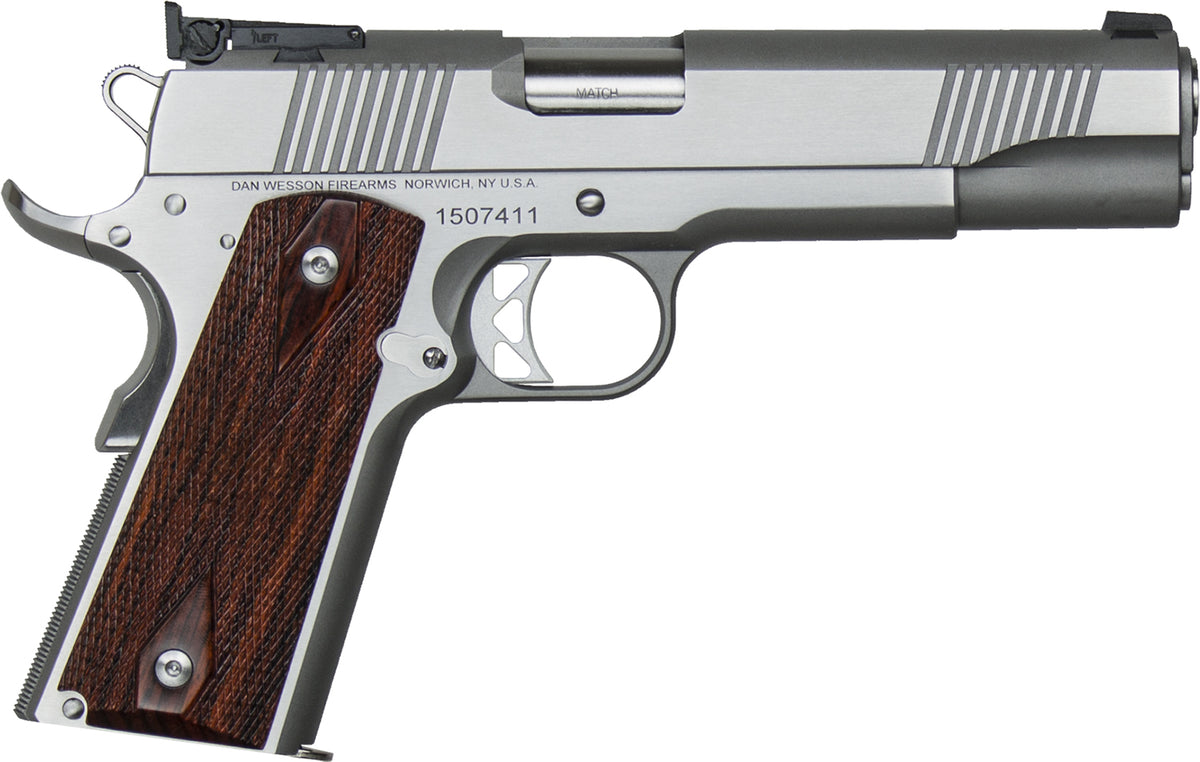 Dan Wesson 01900 Pointman Seven .45 ACP Pistol (CA Compliant), 8+1 Capacity, 5" Stainless Barrel, Brushed Serrated Slide, Frame w/Beavertail, Wood Grips