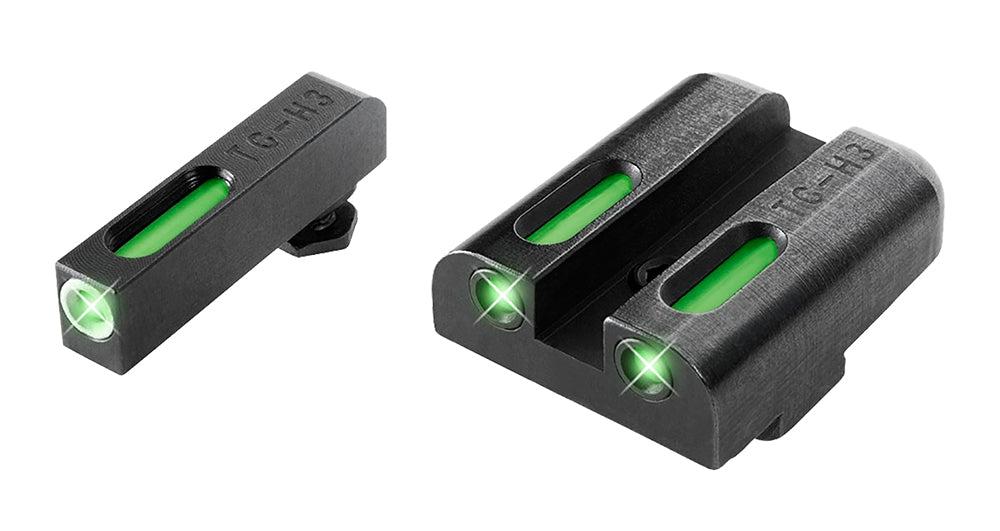 TruGlo TG13GL2A TFX Green Tritium Fiber Optic Handgun Sight Set Glock White Outline Front