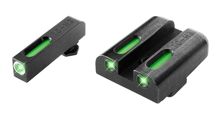 TruGlo TG13GL2A TFX Green Tritium Fiber Optic Handgun Sight Set Glock White Outline Front
