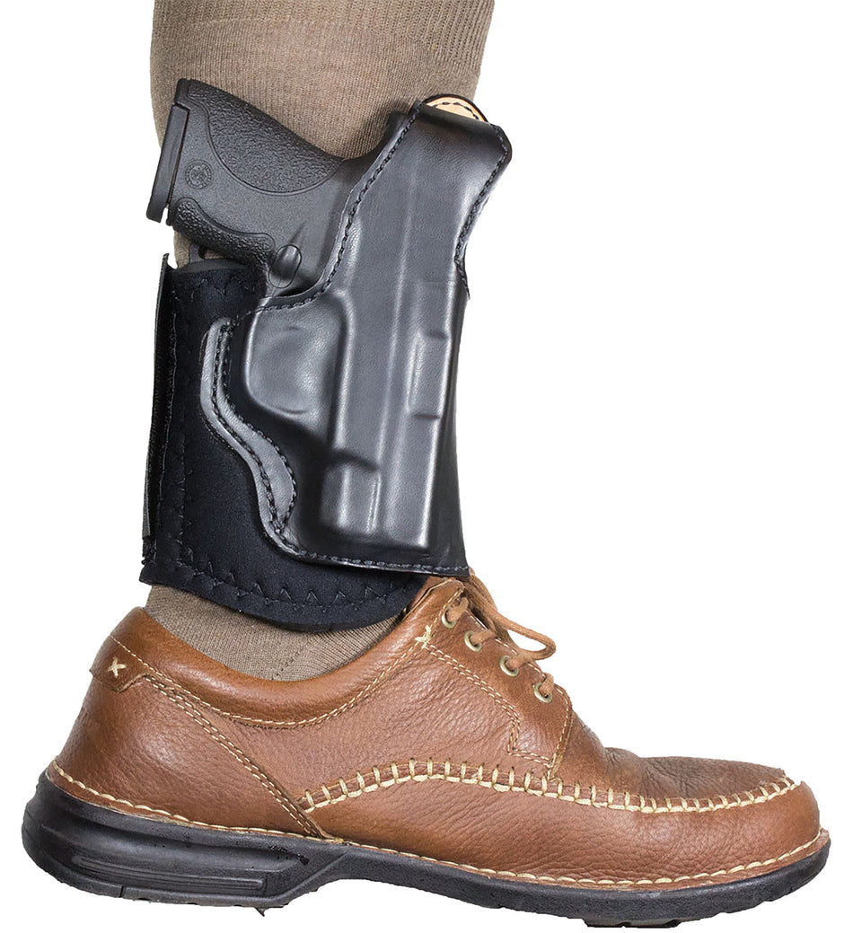 DeSantis Die Hard Ankle Rig Holster Black Leather and Sheepskin for S&W M&P Shield 9/40 RH