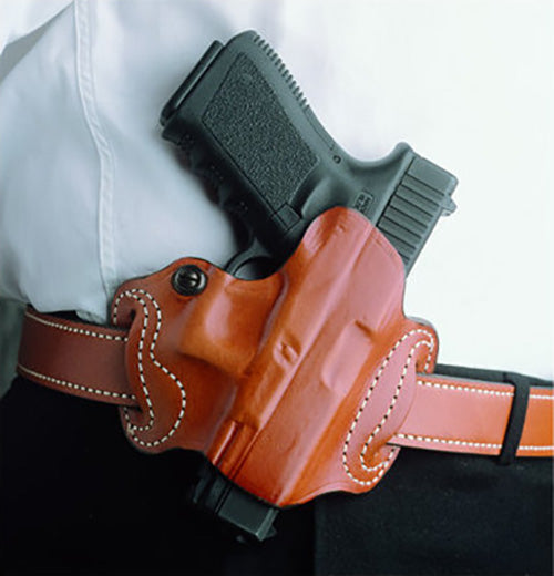 DeSantis Mini Slide OWB Holster Black Leather Belt Slide for Most Glock Pistols 1.75" Belt Right Hand