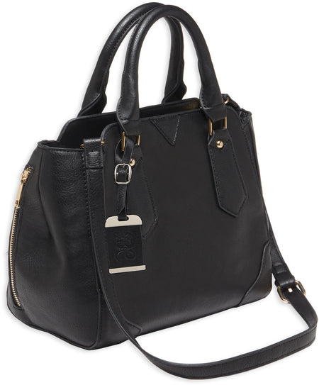Bulldog BDP020 Black Leather Satchel Purse with Integrated Holster for Small Handguns Ambidextrous