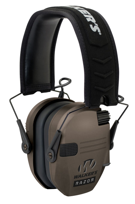 Walker's GWPRSEMFDE Electronic Razor Slim Muff 23 dB FDE/Black Over-the-Head