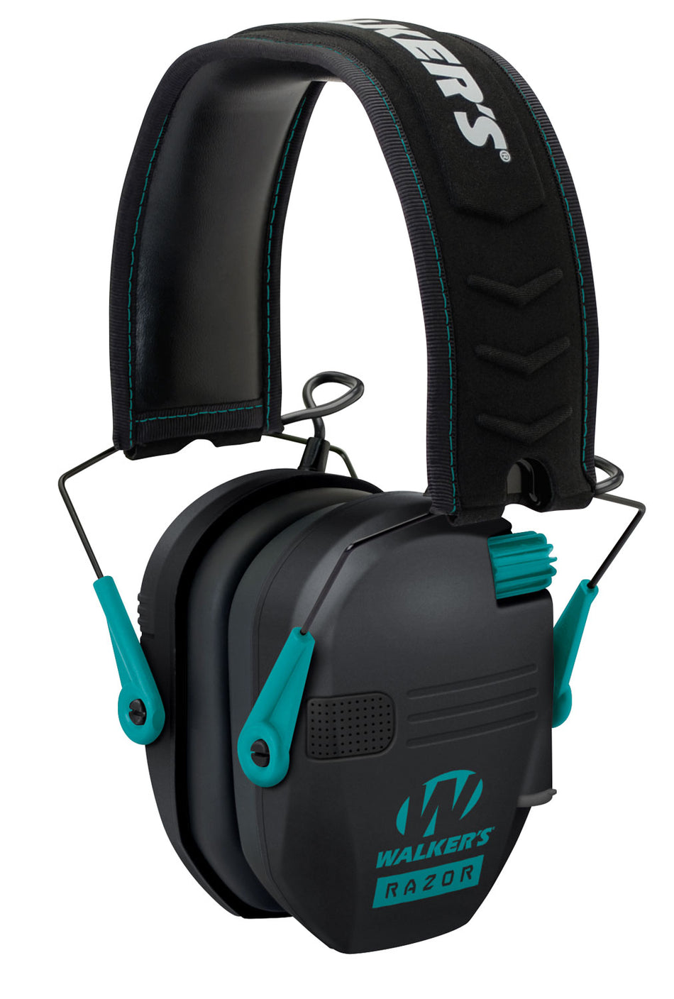 Walker's GWPRSEMTL Electronic Razor Slim Muff 23 dB Black/Teal Over-the-Head