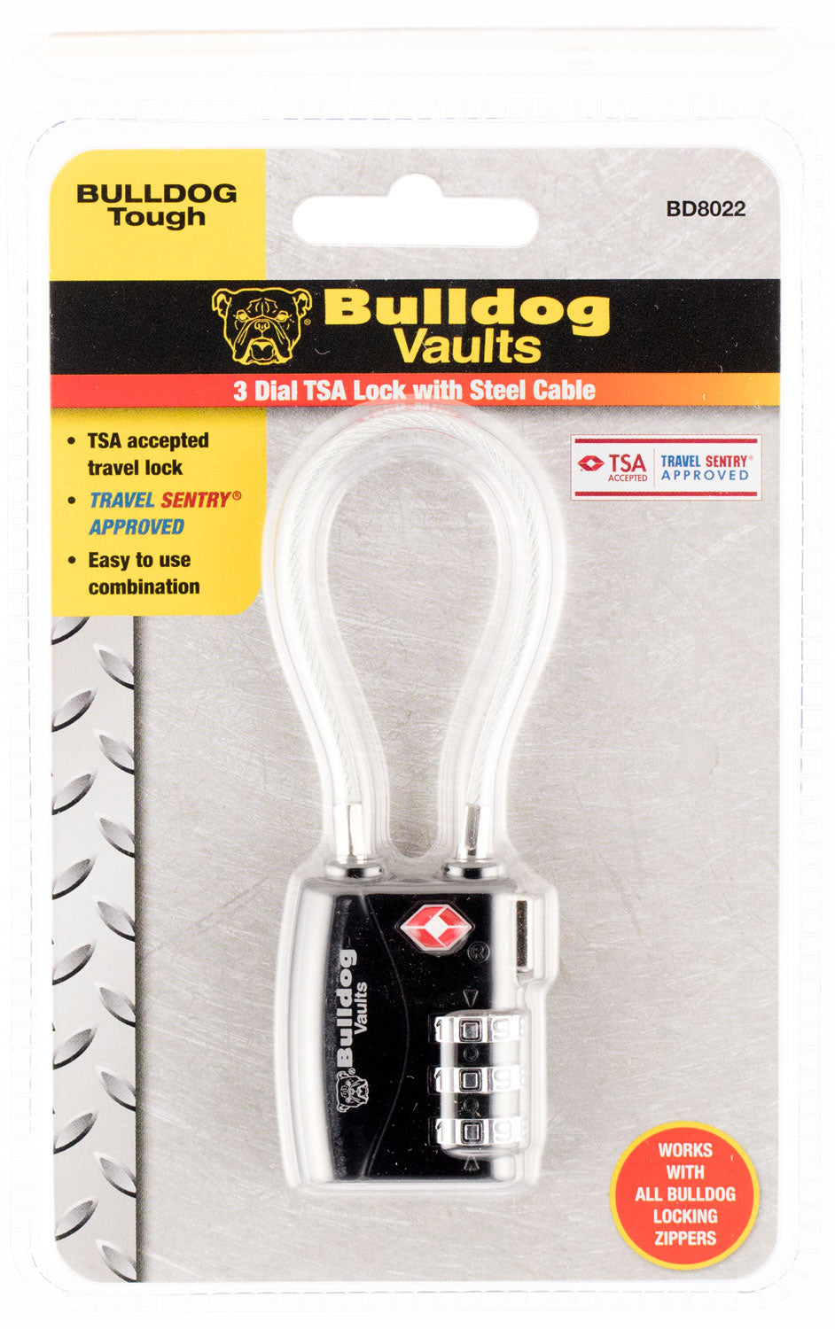 Bulldog BD8022 All-Metal TSA Approved Cable Lock with Combination
