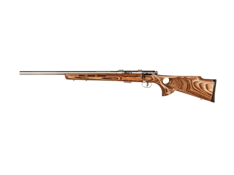 Savage Arms 96210 93R17 BTVLSS 17 HMR Rifle, 21" Satin Heavy Button Rifled Barrel, Natural Brown Thumbhole Laminate Stock, Left Hand