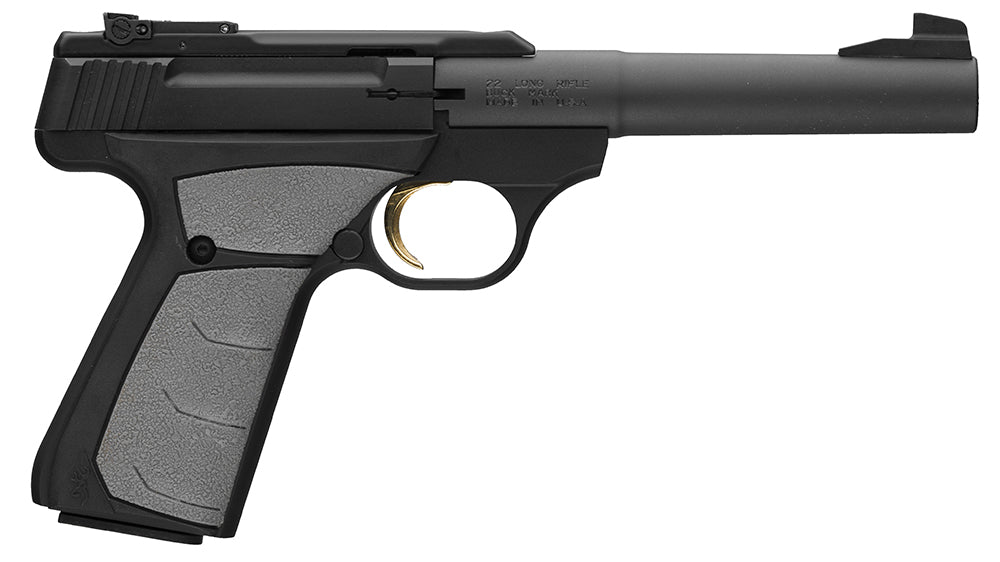 Browning 051498490 Buck Mark Camper 22 LR 10+1 5.50" Tapered Bull Barrel, Matte Black Serrated Steel Slide & Aluminum Frame, Gray Ultragrip FX Grip