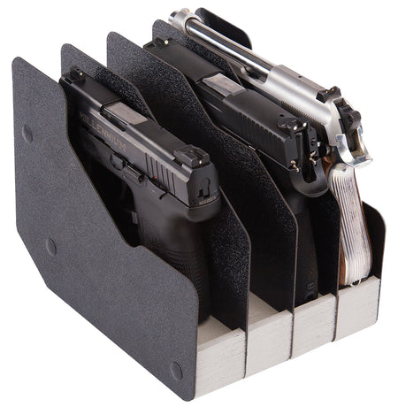 BenchMaster Four-Pistol WeaponRac Handgun Storage Rack, Black Metal, Chemical Resistant