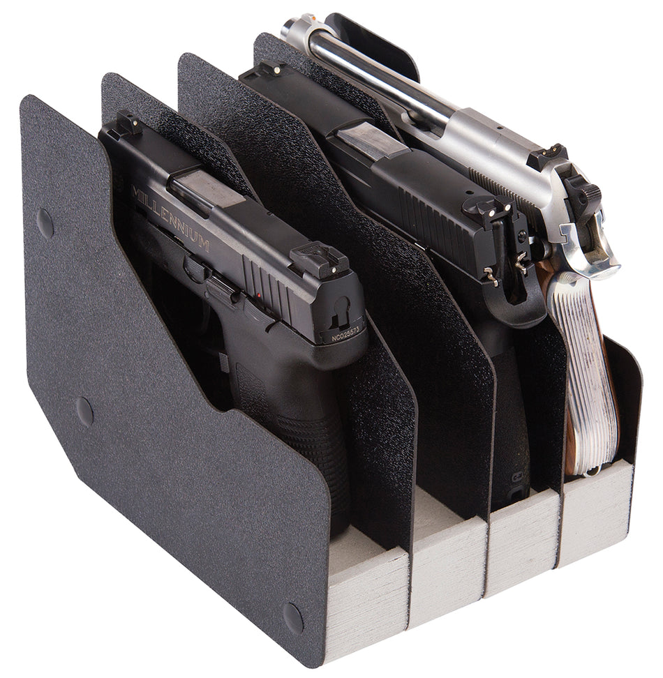 BenchMaster Four-Pistol WeaponRac Handgun Storage Rack, Black Metal, Chemical Resistant