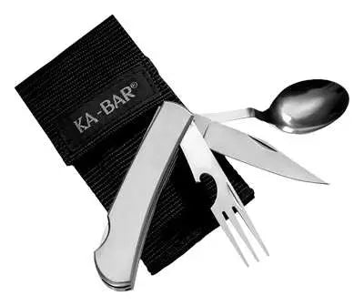 KA-BAR Hobo Fork Knife Spoon Stainless Steel 6.625in Overall Length Boxed