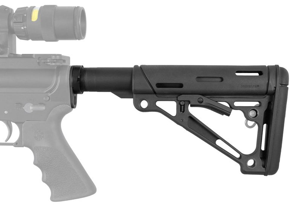 Hogue 15045 OverMolded Anti-Rattle Collapsible Buttstock for AR-15/M16/M4, Black, Includes Mil-Spec Tube