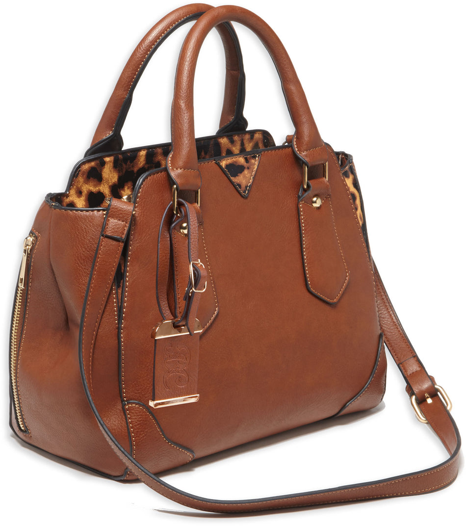 Bulldog BDP024 Satchel Style Concealed Carry Purse with Holster Chestnut Leather for Small Handguns