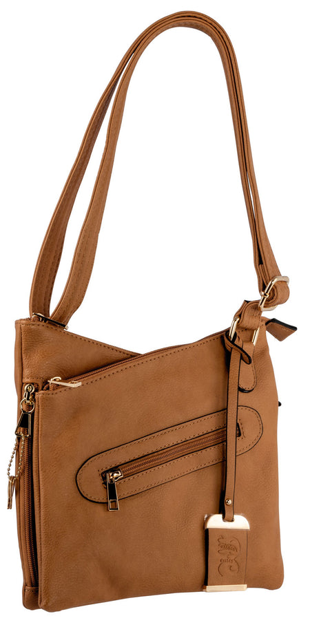 Bulldog BDP032 Cross Body Style Leather Purse with Integrated Holster Tan for Small Autos and Revolvers