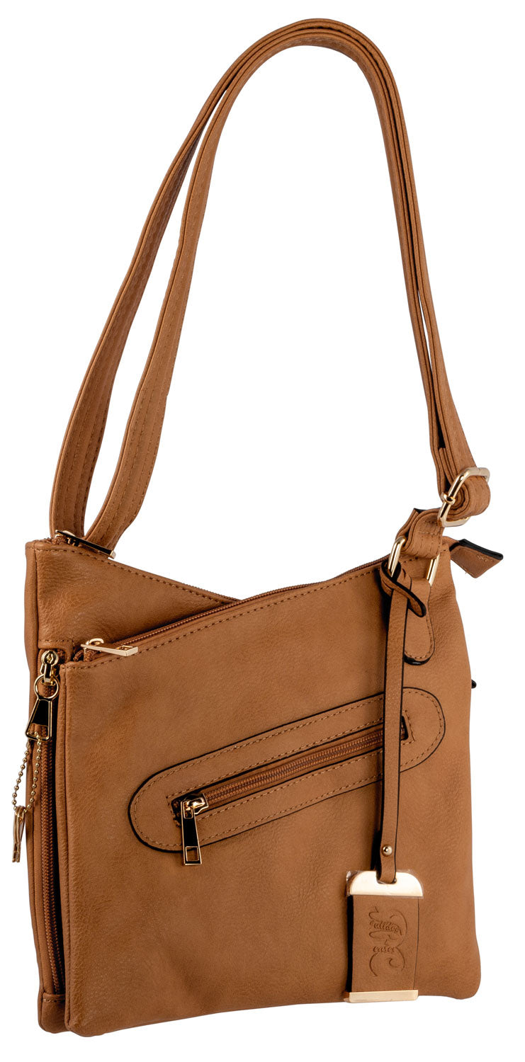 Bulldog BDP032 Cross Body Style Leather Purse with Integrated Holster Tan for Small Autos and Revolvers