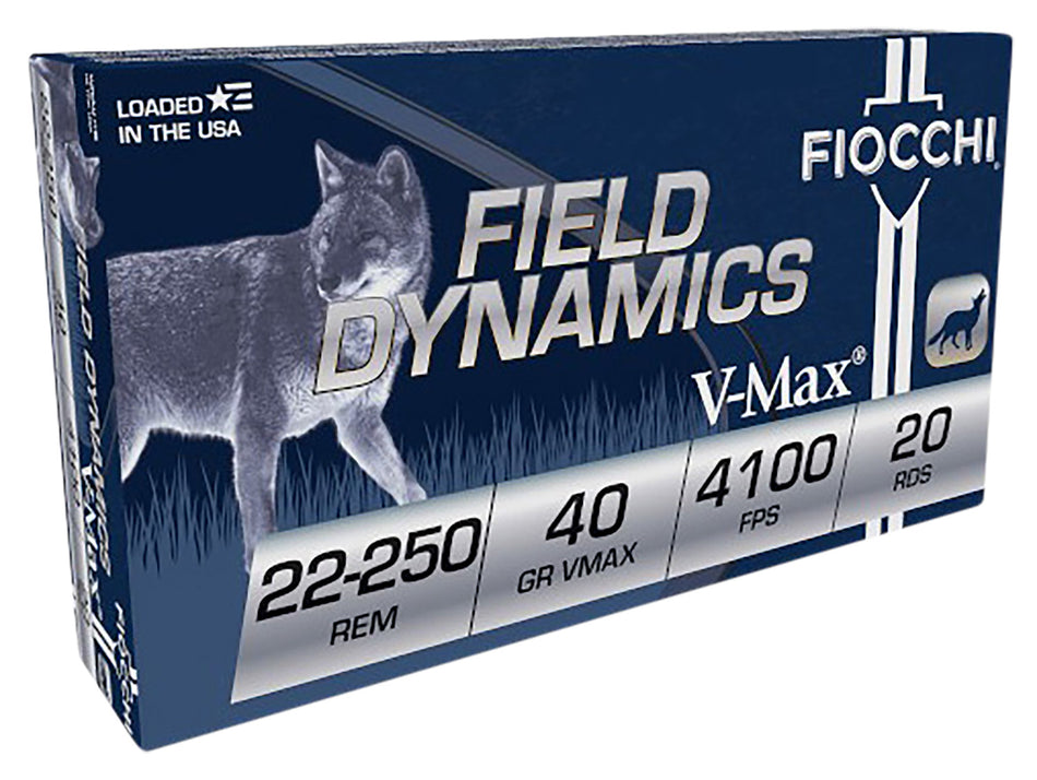Fiocchi .22-250 Remington 22250HVB Field Dynamics Hornady V-Max 40 Grain